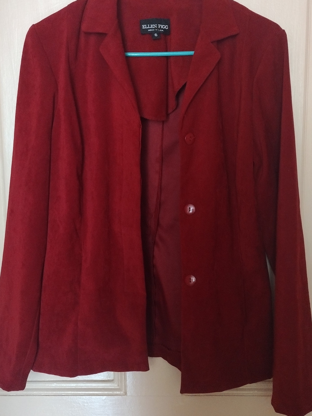 Women's Red Suede Button-Front Jacket